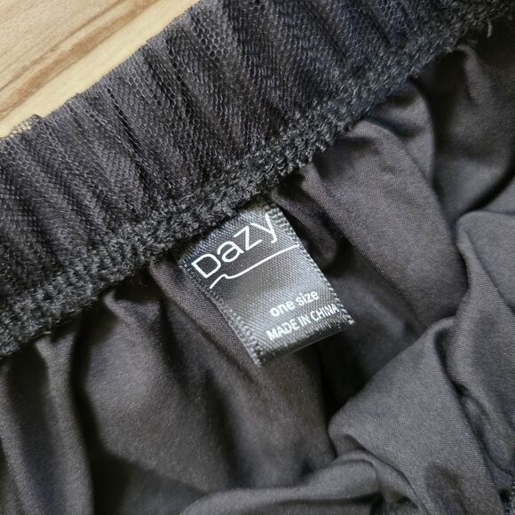 Women's Black Tulle Skirt Elastic Layered Skirt Mesh A-Line Midi Tiered OS - Picture 2 of 6